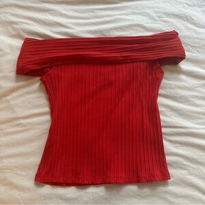 Madewell off shoulder red top